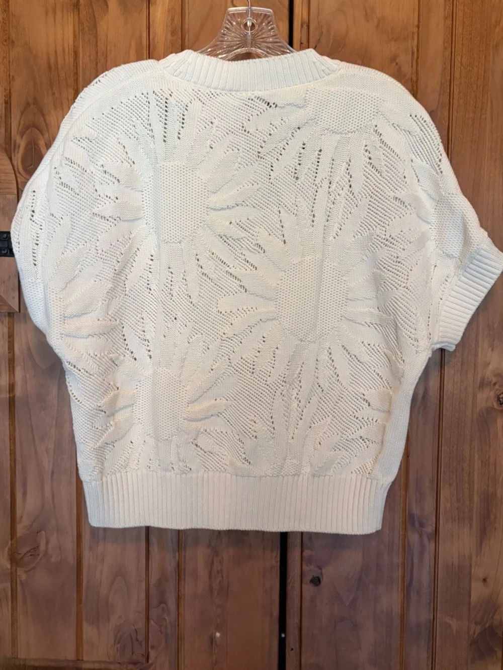 Akris Punto Openwork Cream Crewneck Sweater “Hello Sunshine” size 10 - Picture 3 of 6